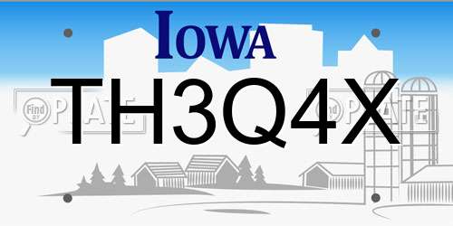 TH3Q4X Iowa License Plate