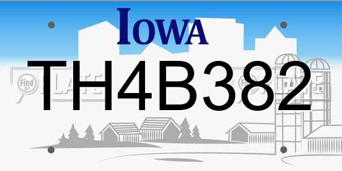 TH4B382 Iowa License Plate