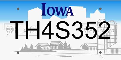 TH4S352 Iowa License Plate