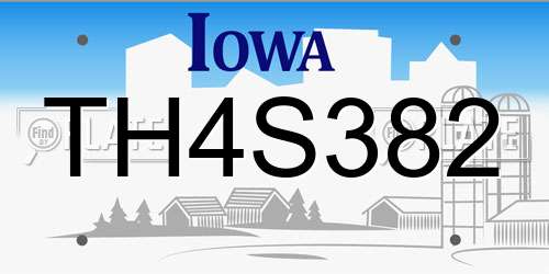 TH4S382 Iowa License Plate