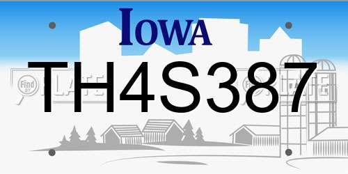 TH4S387 Iowa License Plate