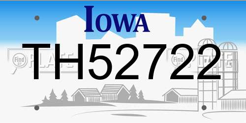 TH52722 Iowa License Plate
