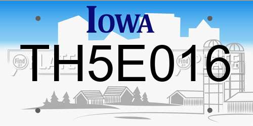 TH5E016 Iowa License Plate