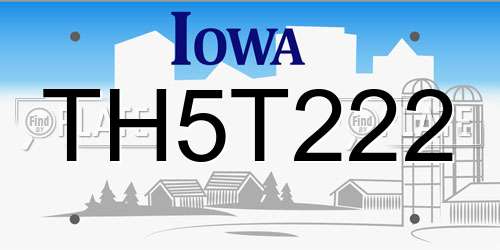 TH5T222 Iowa License Plate