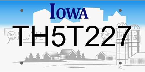 TH5T227 Iowa License Plate