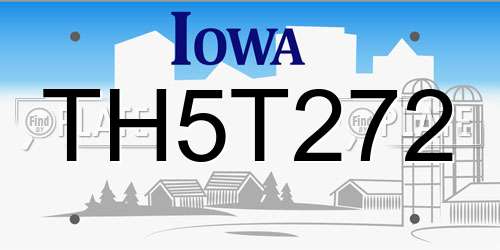 TH5T272 Iowa License Plate