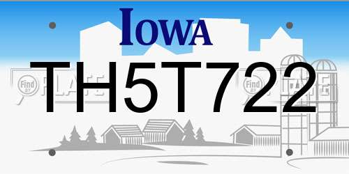 TH5T722 Iowa License Plate