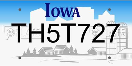 TH5T727 Iowa License Plate