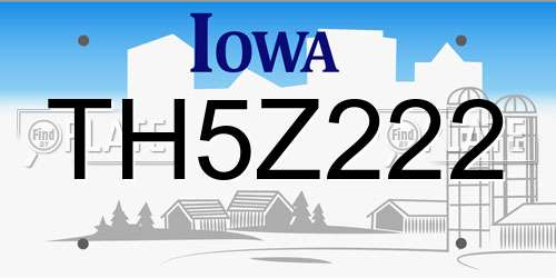 TH5Z222 Iowa License Plate