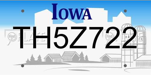 TH5Z722 Iowa License Plate