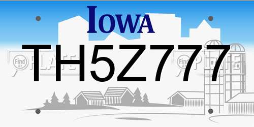 TH5Z777 Iowa License Plate