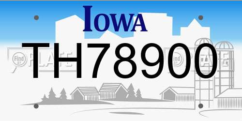 TH78900 Iowa License Plate