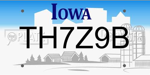 TH7Z9B Iowa License Plate