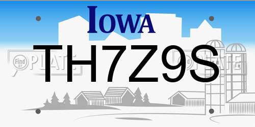 TH7Z9S Iowa License Plate
