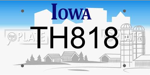 TH818 Iowa License Plate