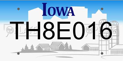 TH8E016 Iowa License Plate