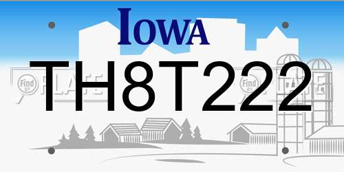 TH8T222 Iowa License Plate