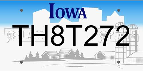 TH8T272 Iowa License Plate