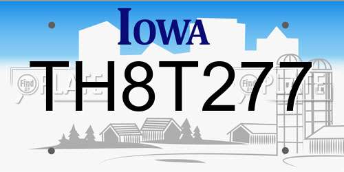 TH8T277 Iowa License Plate