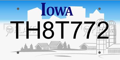 TH8T772 Iowa License Plate