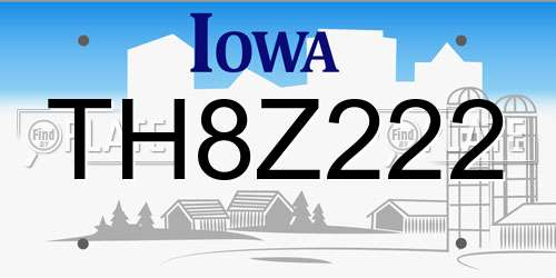 TH8Z222 Iowa License Plate
