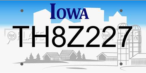 TH8Z227 Iowa License Plate