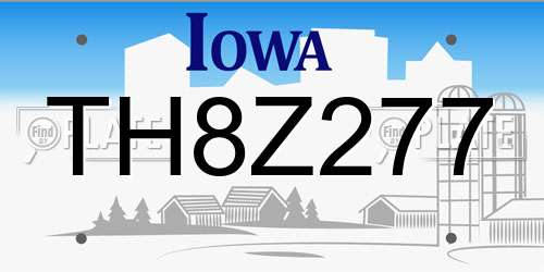 TH8Z277 Iowa License Plate