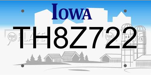 TH8Z722 Iowa License Plate