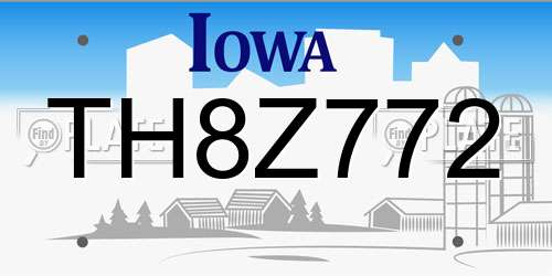 TH8Z772 Iowa License Plate
