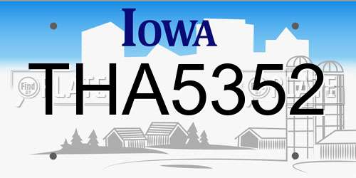 THA5352 Iowa License Plate