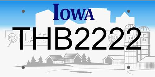 THB2222 Iowa License Plate