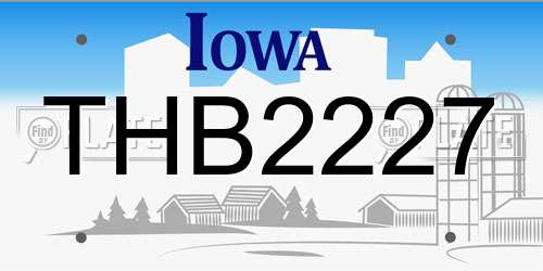 THB2227 Iowa License Plate