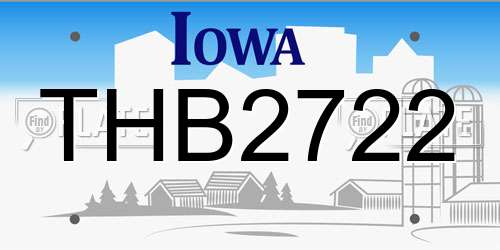 THB2722 Iowa License Plate