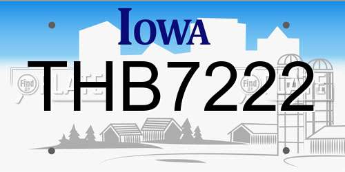 THB7222 Iowa License Plate
