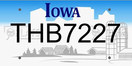 THB7227 Iowa License Plate