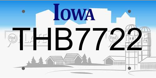 THB7722 Iowa License Plate