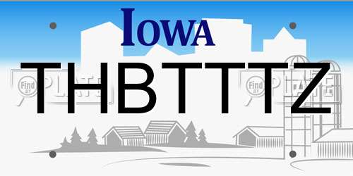 THBTTTZ Iowa License Plate