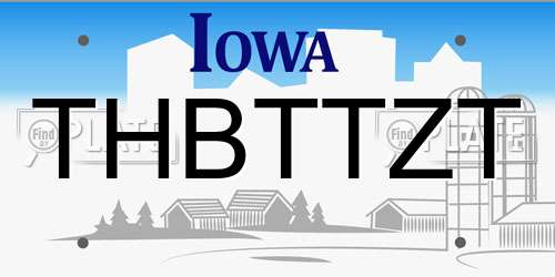 THBTTZT Iowa License Plate