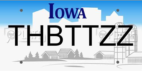 THBTTZZ Iowa License Plate
