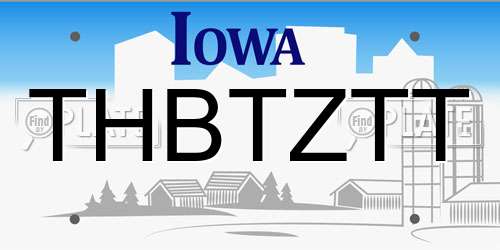 THBTZTT Iowa License Plate