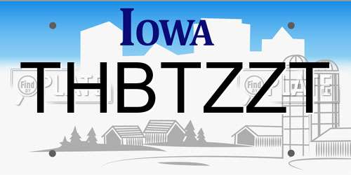 THBTZZT Iowa License Plate