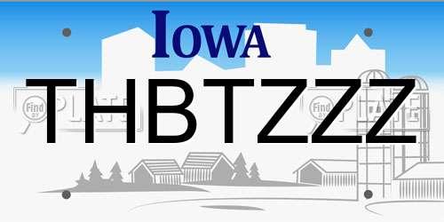THBTZZZ Iowa License Plate