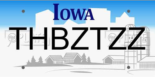 THBZTZZ Iowa License Plate