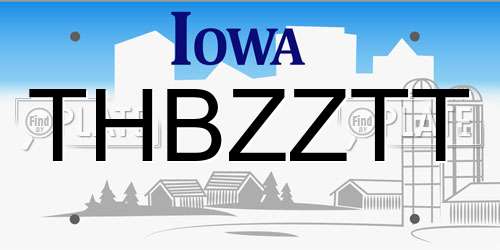 THBZZTT Iowa License Plate