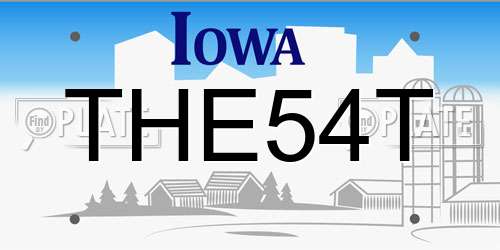THE54T Iowa License Plate