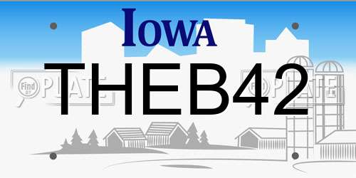 THEB42 Iowa License Plate