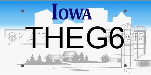 THEG6 Iowa License Plate