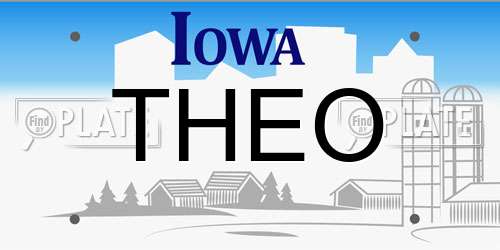 THEO Iowa License Plate