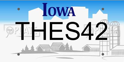 THES42 Iowa License Plate
