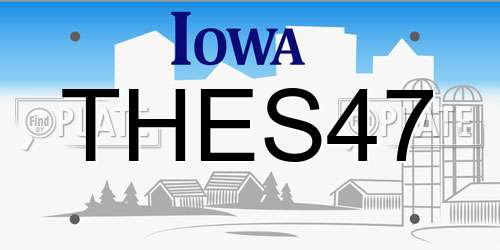 THES47 Iowa License Plate